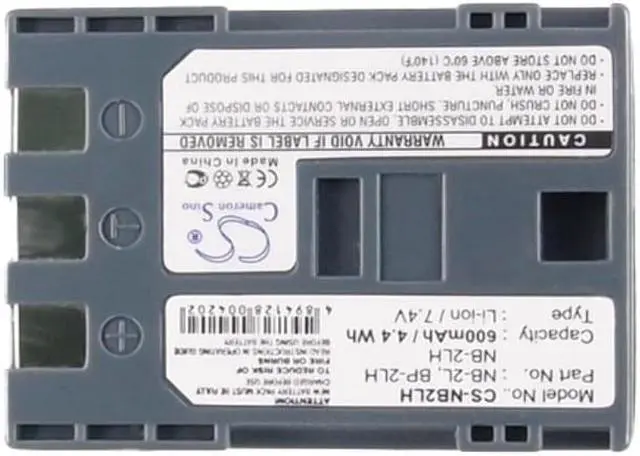 Alt view image 5 of 5 - Battery for Canon 40MC BP-2LH S40 S60 ZR800 BP-2L5 BP2LCL ER-D120 NB-2L NB-2LH