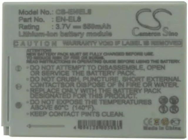 Alt view image 5 of 5 - Battery for NIKON Coolpix P1 P2 S1 S2 S3 S5 S50 S51 S52 S6 S7 S7c S8 S9 EN-EL8