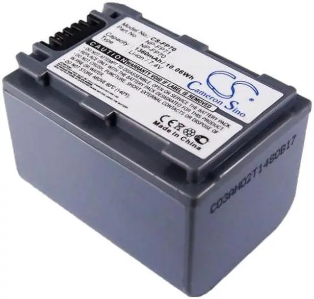 Alt view image 2 of 5 - Battery for Sony DCR-DVD405 DCR-HC30 DCR-HC96 NP-FP60 NP-FP70 NP-FP71 1360mAh