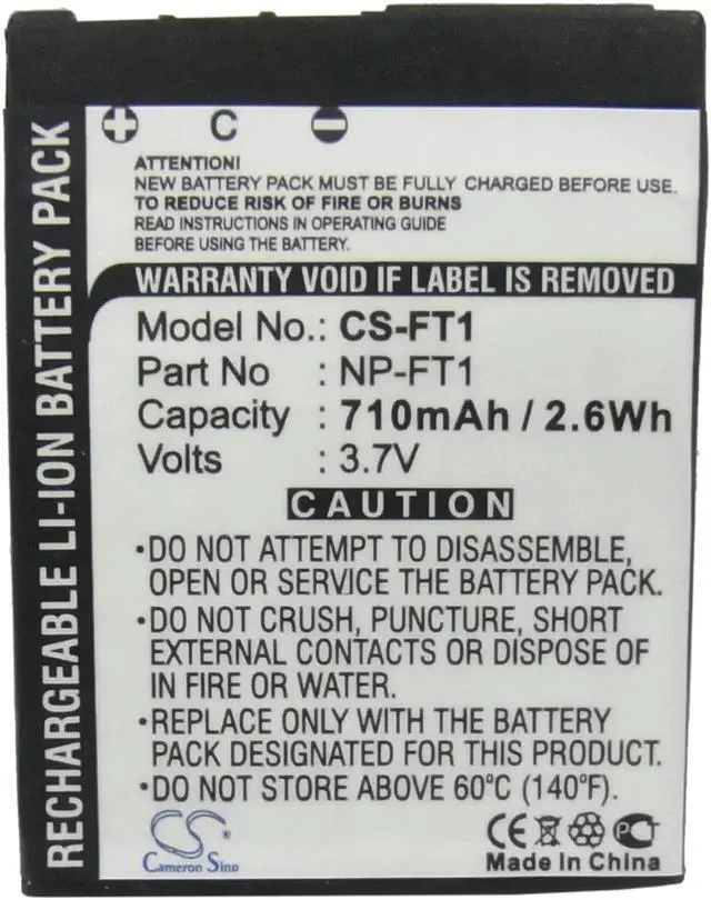 Alt view image 5 of 5 - Battery for Sony DSC-L1 DSC-M1 DSC-M2 DSC-T1 DSC-T10 DSC-T33 DSC-T5 T9 NP-FT1