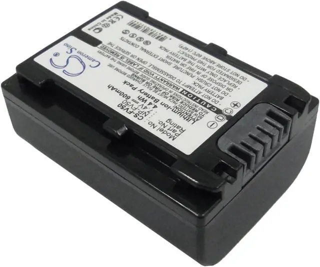 Alt view image 2 of 5 - Battery for Sony HDR-HC9 HDR-PJ20 HDR-PJ50 HDR-UX20 HDR-XR550 NP-FV50 600mAh