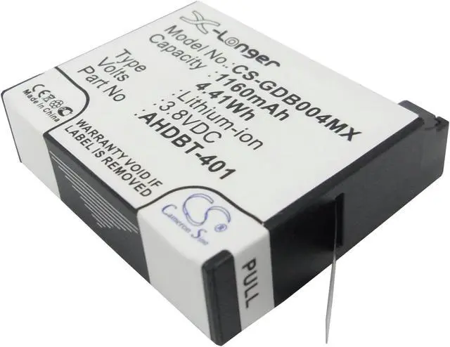 Main image of Battery for Gopro 335-06532-000 AHDBT-401 Go Pro Hero 4 Black Silver 4+ 1160mAh