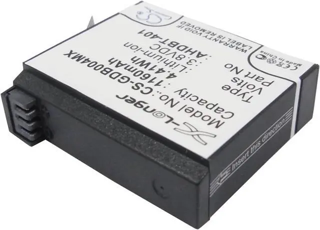 Alt view image 2 of 5 - Battery for Gopro 335-06532-000 AHDBT-401 Go Pro Hero 4 Black Silver 4+ 1160mAh