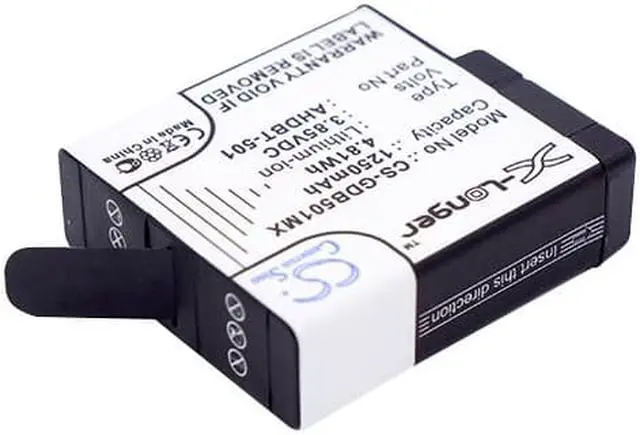 Alt view image 2 of 5 - Battery for GoPro AABAT-001 Hero 5 6 7 Black 601-27537-000 AHDBT-501 1250mAh