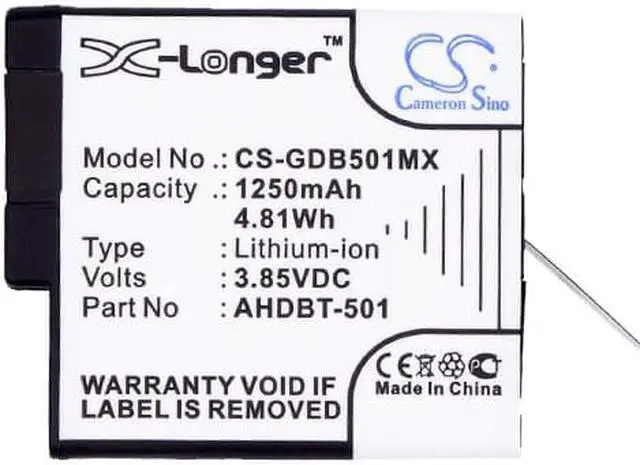 Alt view image 5 of 5 - Battery for GoPro AABAT-001 Hero 5 6 7 Black 601-27537-000 AHDBT-501 1250mAh