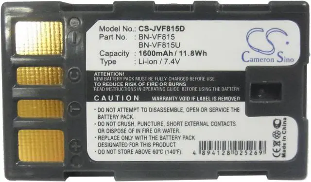 Alt view image 5 of 5 - Battery for JVC GZ-MS100 GZ-X900 BN-VF815 BN-VF815U BN-VF915 BN-VF915U 1600mAh