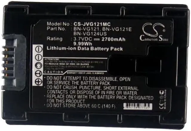 Alt view image 5 of 5 - Battery for JVC GZ-E10 GZ-E100 GZ-MS250U BN-VG121 BN-VG121SU BN-VG121US 2700mAh