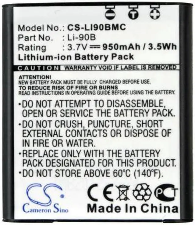 Alt view image 5 of 5 - Battery for Olympus DS-9000 DS-9500 XZ-2 iHS TG-1 TG-2 TG-3 Li-90B LI-92B 950mAh