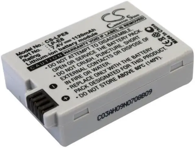 Main image of Battery for Canon EOS 550D 600D 700D Kiss X4 X5 X6i Rebel T2i T3i T4i T5i LP-E8
