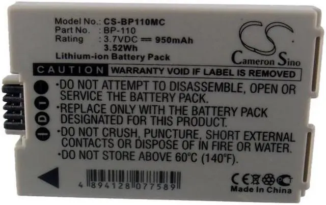 Alt view image 5 of 5 - Battery for Canon Legria HF R205 R206 R26 R27 R28 Vixia R20 R200 R21 BP-110 NEW