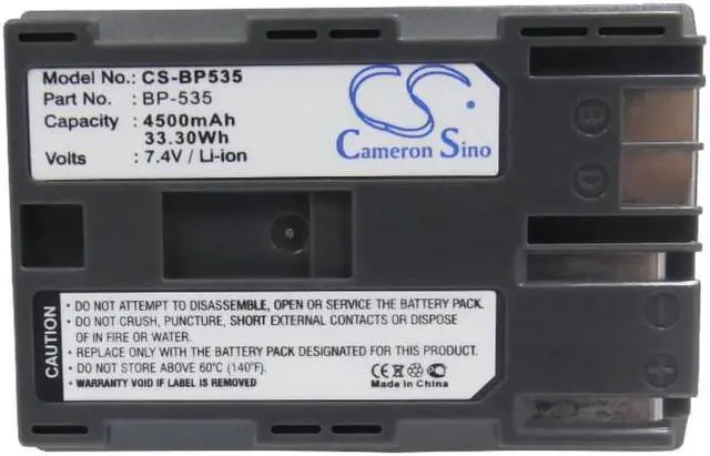 Alt view image 5 of 5 - Battery for Canon MV500 FV10 FV100 FV2 MV500 ZR10 ZR80 ZR85 ZR90 BP-535 4500mAh