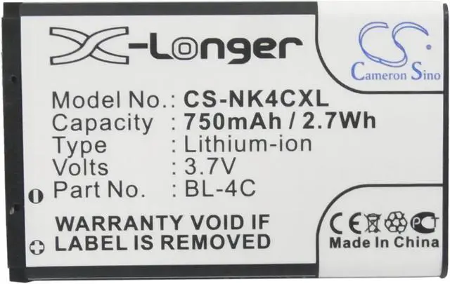 Alt view image 5 of 5 - Battery for Nokia 107 108 C2-05 X2 BBK i267 i508 V206 BL-4C BK-BL-4C JB-4C 750mA
