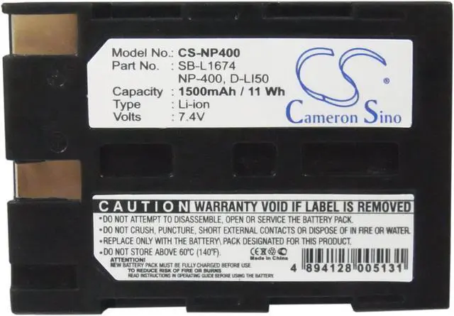 Alt view image 5 of 5 - Battery for PENTAX K10D K20D Minolta A1 A2 5D 7D Sigma SD14 D-LI50 NP-400 BP-21