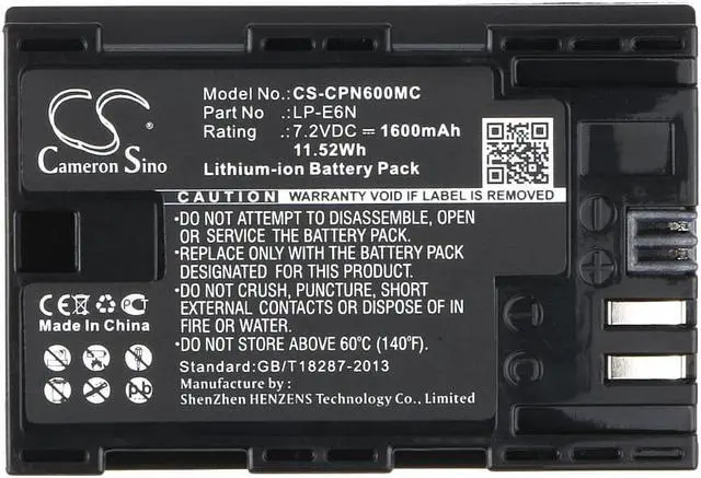 Alt view image 5 of 5 - Battery for Canon 5DS R 60D 60Da 6D 7D 70D R5 EOSR6 LP-E6N 1600mAh Fully Decoded