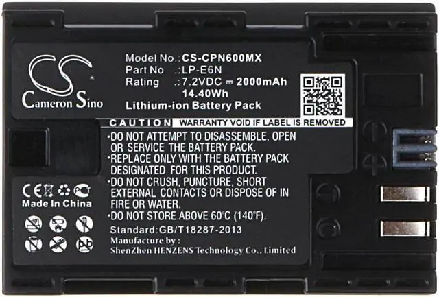 Alt view image 5 of 5 - Battery for Canon EOS 5D Mark II III IV 6D 70D 7D R5 LP-E6N 2000mA Fully Decoded