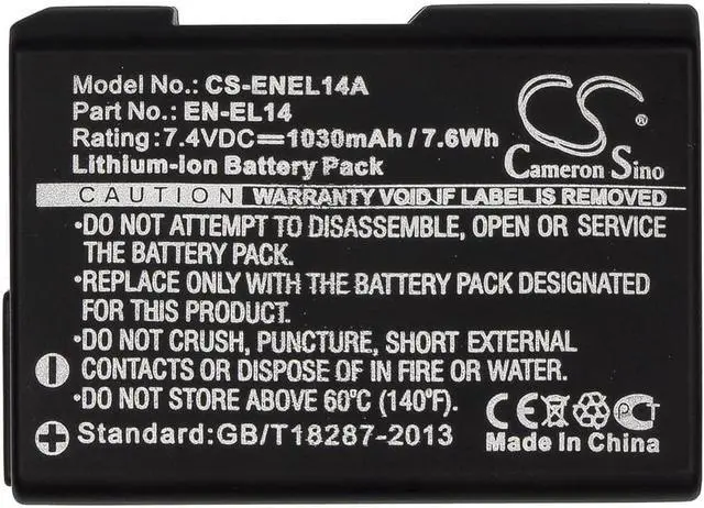 Alt view image 5 of 5 - Battery for Nikon Coolpix D3100 D3200 D3300 D5500 D5600 EN-EL14 EN-EL14a 1030mAh