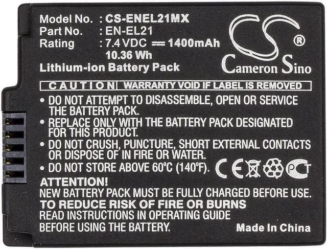 Alt view image 3 of 5 - Battery for Nikon EN-EL21 1 V2 1V2 Camera ENEL21 CS-ENEL21MX 7.4v 1400mAh