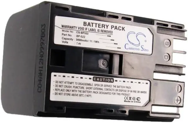 Alt view image 5 of 5 - Battery for Canon DM-MV400 DM-MV450 ZR10 ZR20 ZR40 ZR60 ZR80 ZR85 ZR90 BP-522