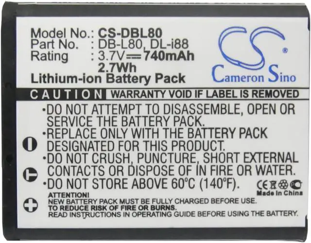 Alt view image 5 of 5 - Battery for PENTAX Optio H90 W90 Sanyo VPC-GH1 DMX-CG100 D-LI88 DB-L80 DB-L80AU