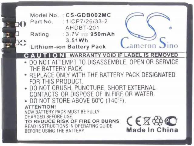 Alt view image 5 of 5 - Battery for GoPro HD Hero3+ Silver Hero 3 AHDBT-201 AHDBT-301 AHDBT-302 950mAh