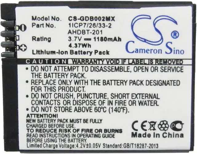 Alt view image 5 of 5 - Battery for GoPro HD Hero3 3+ Mevo A7310 AHDBT-201 AHDBT-301 AHDBT-302 1180mAh