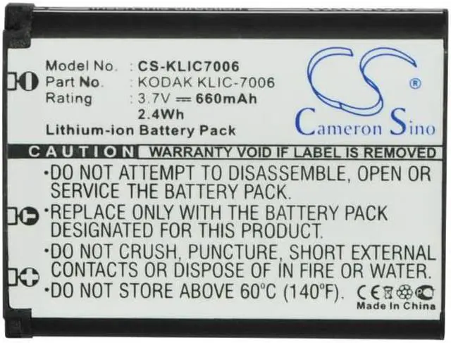 Alt view image 5 of 5 - Battery for RICOH SL-58 SL-68 Kodak M200 M883 X53 X54 KLIC-7006 LB-012 DS-6365