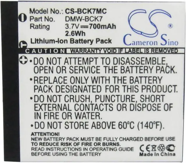 Alt view image 5 of 5 - Battery for Panasonic Lumix DMC-FP77 DMC-FS14 ACD-341 DMW-BCK7 DMW-BCK7E VW-BCK7