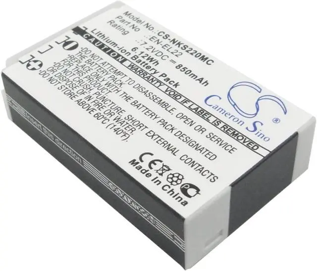 Main image of Battery for Nikon 1 J4 S2 EN-EL22 ENEL22 Camera CS-NKS220MC 7.2v 850mAh 6.12Wh