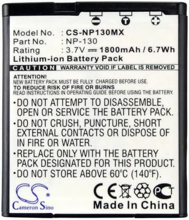 Alt view image 5 of 5 - Battery for Casio Exilim EX-FC300S EX-ZR100 EX-ZR1000 NP-130 NP-130A 1800mAh