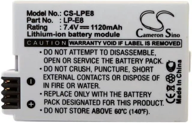 Alt view image 5 of 5 - Battery for Canon EOS 550D 600D 700D Kiss X4 X5 X6i Rebel T2i T3i T4i T5i LP-E8