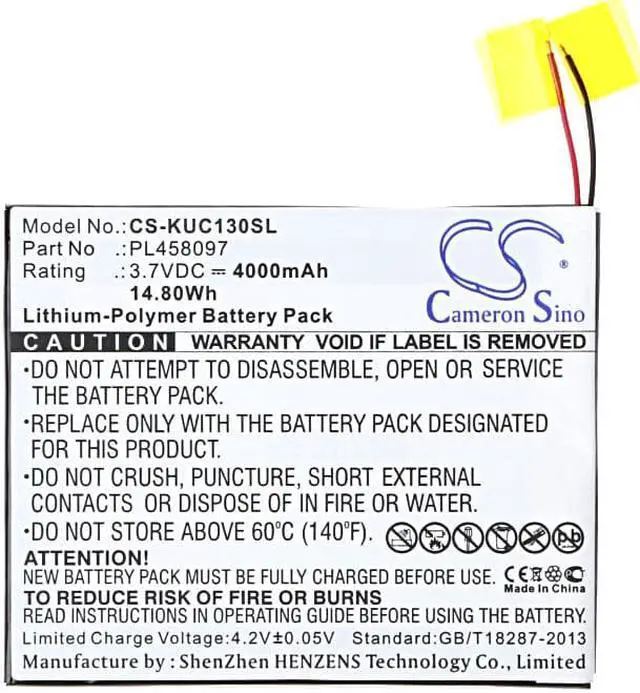 Alt view image 5 of 5 - Battery for KURIO 7S C1300 PL458097 Tablet CS-KUC130SL 3.7v 4000mAh 14.80Wh