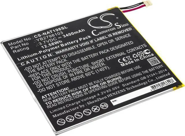 Main image of Battery for ONN ONA19TB002 Tablet 8 8" YB2798103 CS-NAT198SL 3400mAh 12.58Wh