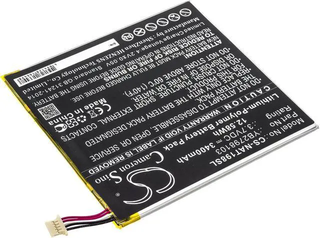 Alt view image 2 of 6 - Battery for ONN ONA19TB002 Tablet 8 8" YB2798103 CS-NAT198SL 3400mAh 12.58Wh