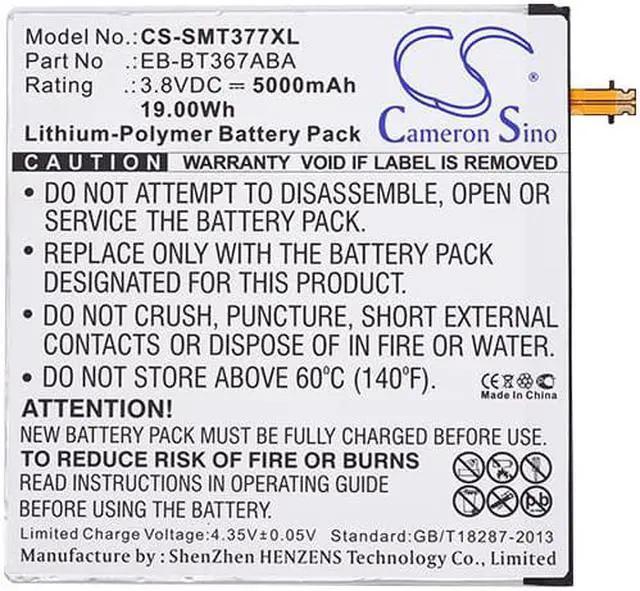 Alt view image 5 of 5 - Battery for Samsung Galaxy Tab 5 A A2 S E 8.0 SM-T380 SM-T385 EB-BT367ABA 5000mA