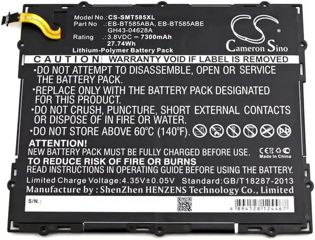 Alt view image 3 of 4 - Battery for Samsung Galaxy Tab E A 10.1 2016 EB-BT585ABE GH43-04628A 7300mAh