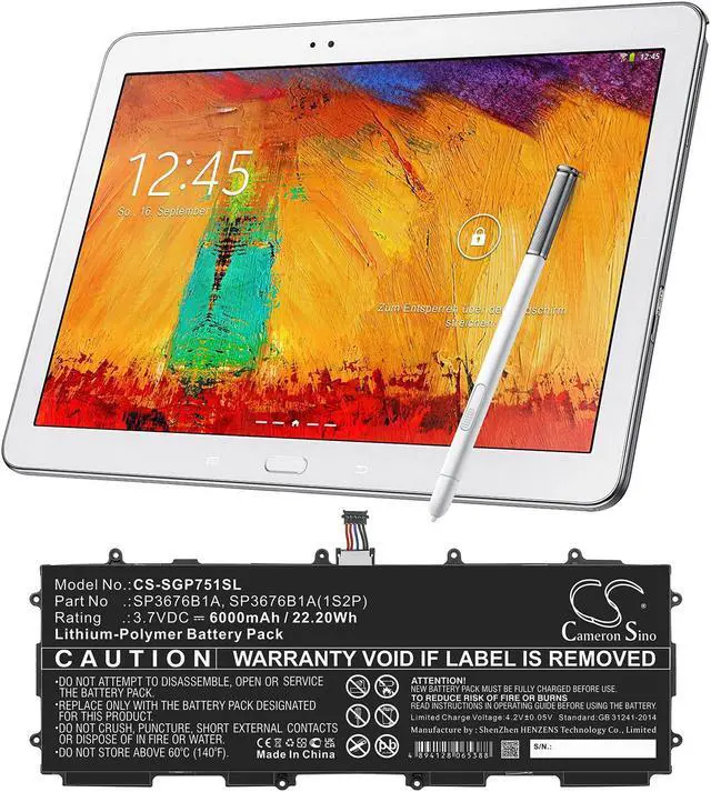 Alt view image 6 of 6 - Battery for Samsung Galaxy Note 10.1 Tab 2 GH43-03562B SP3676B1A SP3676B1A(1S2P)