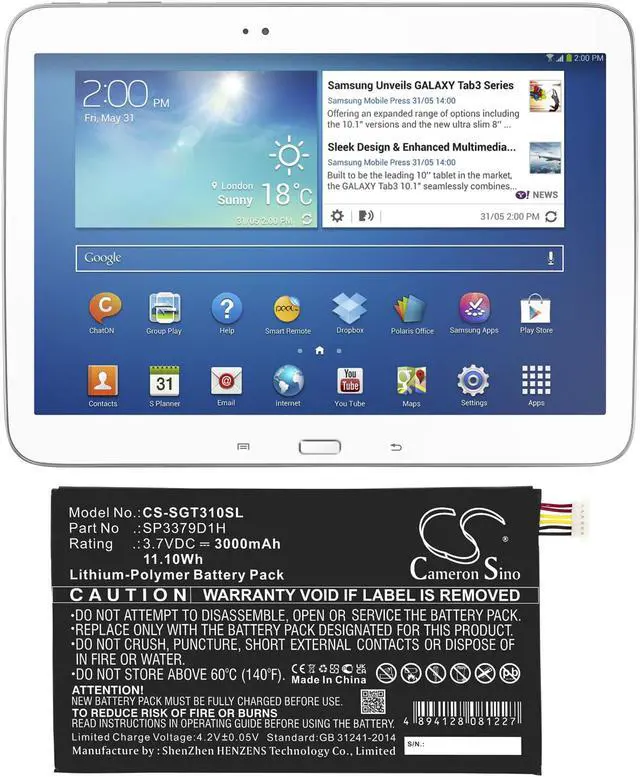 Alt view image 6 of 6 - Battery for Samsung Galaxy Tab 3 8.0 Tab3 SM-T310 T315 AAaD415JS/7-B SP3379D1H
