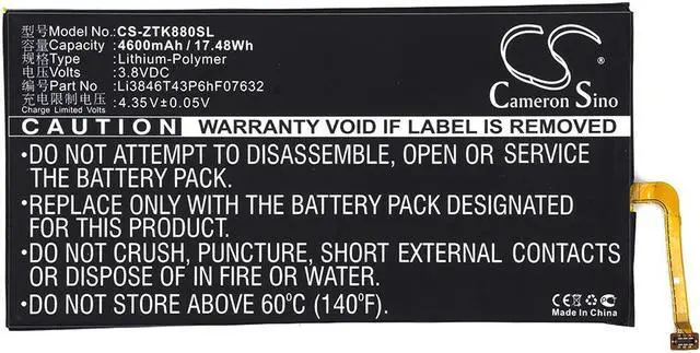 Alt view image 5 of 6 - Battery for ZTE K88 AT&T Trek 2 HD LTE Li3846T43P6hF07632 Tablet CS-ZTK880SL