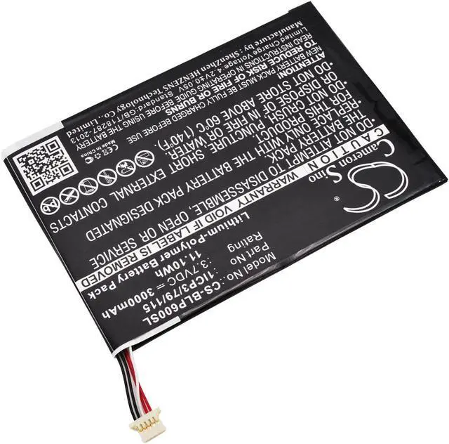 Alt view image 2 of 6 - Battery for BLU P60W TouchBook 7.0 Pro 1ICP3/79/115 Tablet CS-BLP600SL 3000mAh