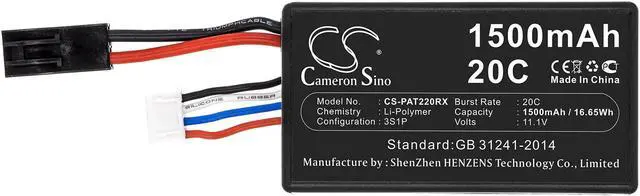 Alt view image 7 of 7 - Battery for Parrot AR.Drone 2.0 Drone Double Plug CS-PAT220RX 11.1v 1500mAh