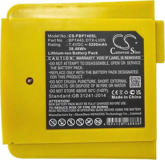 Alt view image 5 of 6 - Battery for Fluke DTX-1200-M DTX-1200-MS DTX-1800-M DTX-1800-MS BP7440 DTX-LION