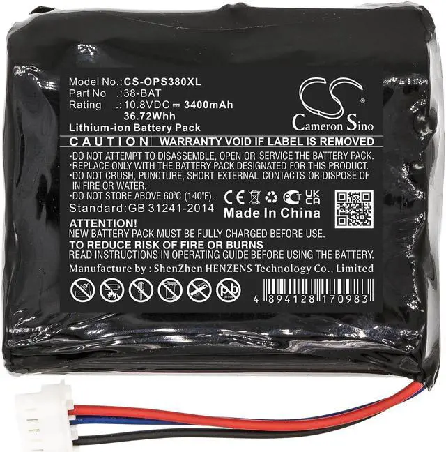 Alt view image 3 of 6 - Battery for Olympus 38DL Plus Ultrasonic Thickness 38-BAT CS-OPS380XL 3400mAh