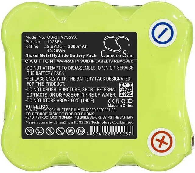 Alt view image 3 of 3 - Battery for Shark SV735 1028FK Vacuum CS-SHV735VX 9.6v 2000mAh Ni-MH 19.20Wh