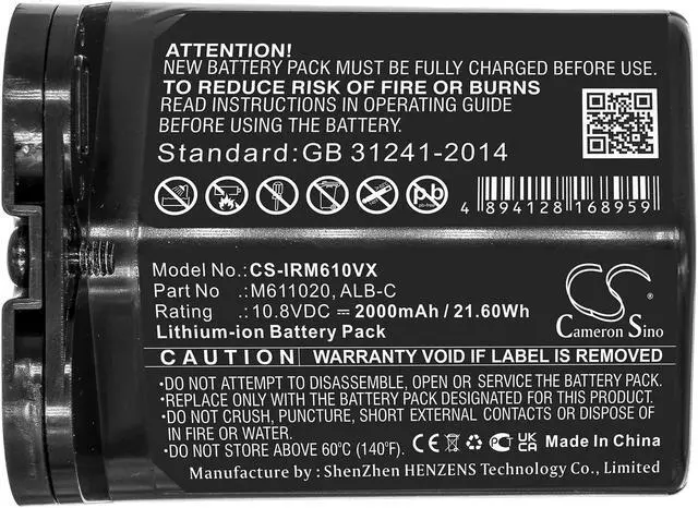 Alt view image 3 of 5 - Battery for iRobot Braava Jet M611020 Vacuum M6 ALB-C CS-IRM610VX 10.8v 2000mAh