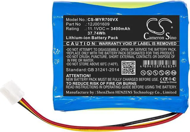Alt view image 3 of 6 - Battery for Moneual 12J001609 Vacuum Everybot RS500 RS700 CS-MYR700VX 3400mAh
