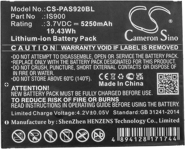 Alt view image 5 of 6 - Battery for Pax A920 A920C IS900 Payment Terminal CS-PAS920BL Li-ion 5250mAh