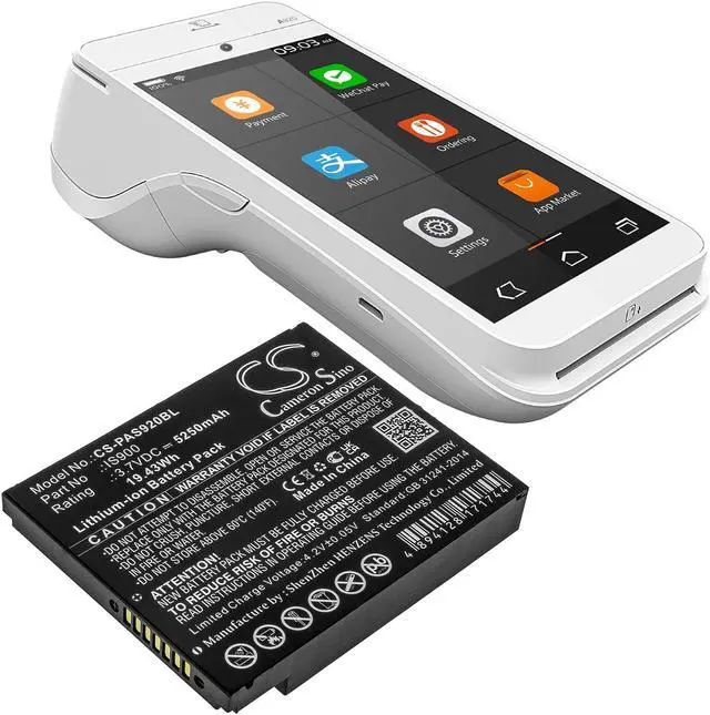 Alt view image 6 of 6 - Battery for Pax A920 A920C IS900 Payment Terminal CS-PAS920BL Li-ion 5250mAh