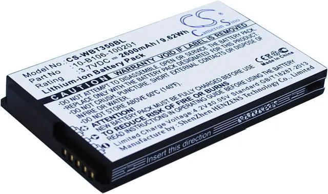 Alt view image 2 of 5 - Battery for Widefly BT350 BT-350 DT350 DT-350 10-B106-100201 CS-WBT350BL