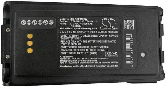 Alt view image 5 of 5 - Battery for Tait TP9100 TP9135 TP9155 TP9160 TPA-BA-201 TPA-BA-203 TPA-BA-206