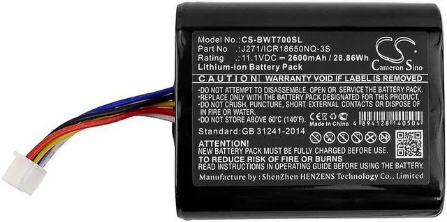 Alt view image 3 of 4 - Battery for Bowers & Wilkins T7 J271/ICR18650NQ-3S Speaker CS-BWT700SL 2600mAh